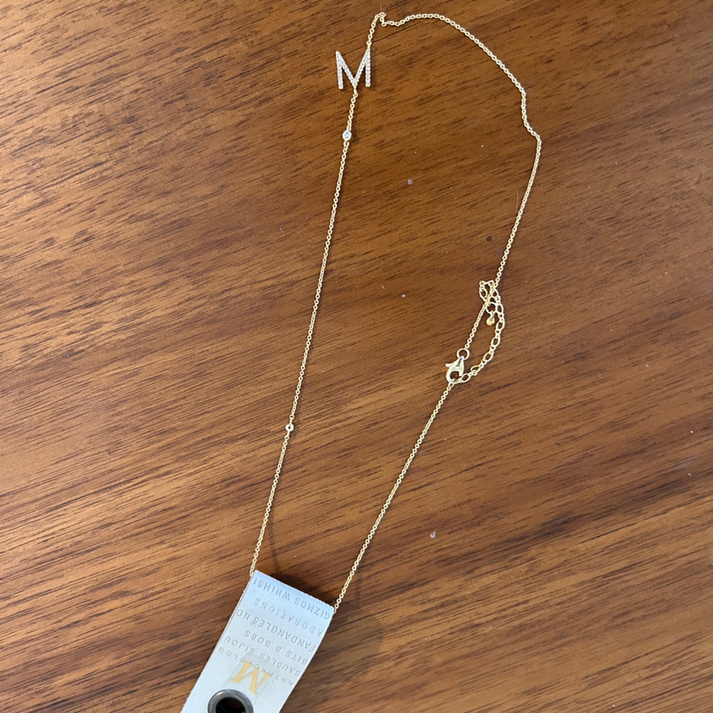 Anthropologie Gold M Initial Necklace